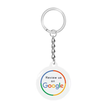 Google Review NFC Keychain – White 1 Tap Club NFC keychain